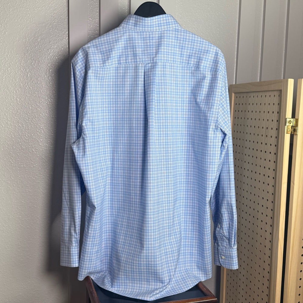 Jos A‎ Bank Traveler Blue Plaid Shirt 17 35 Tailored Fit Cotton - Picture 4 of 8